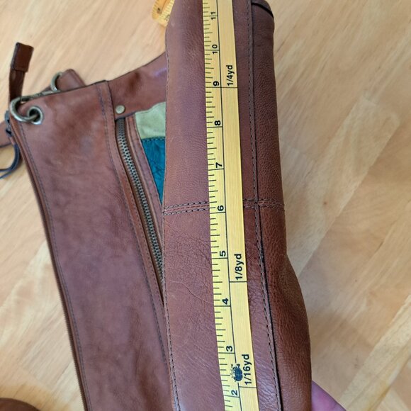 Fossil Multicolor Patchwork Leather Suede Pocket Boho Crossbody Bag - Picture 9 of 16